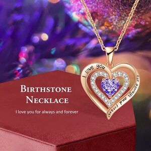 💎OS055💎 18K ROSE GOLD STERLING SILVER PLATED BIRTHSTONE DIAMOND HEART PENDANT